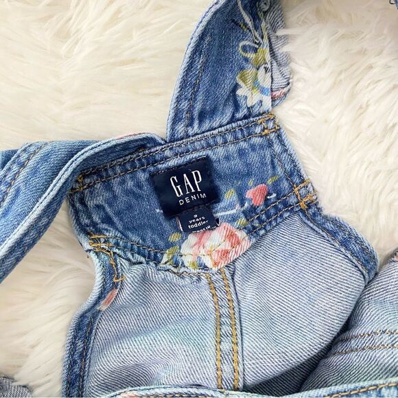 GAP Blue Floral Denim Overalls - Picture 5 of 5